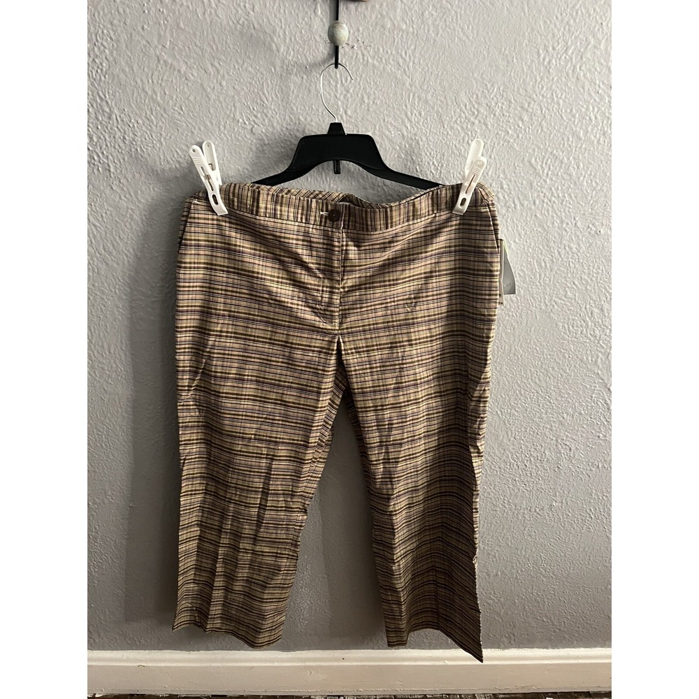 Liz‎ golf Audra Tan Plaid Capris Size 16 Womens